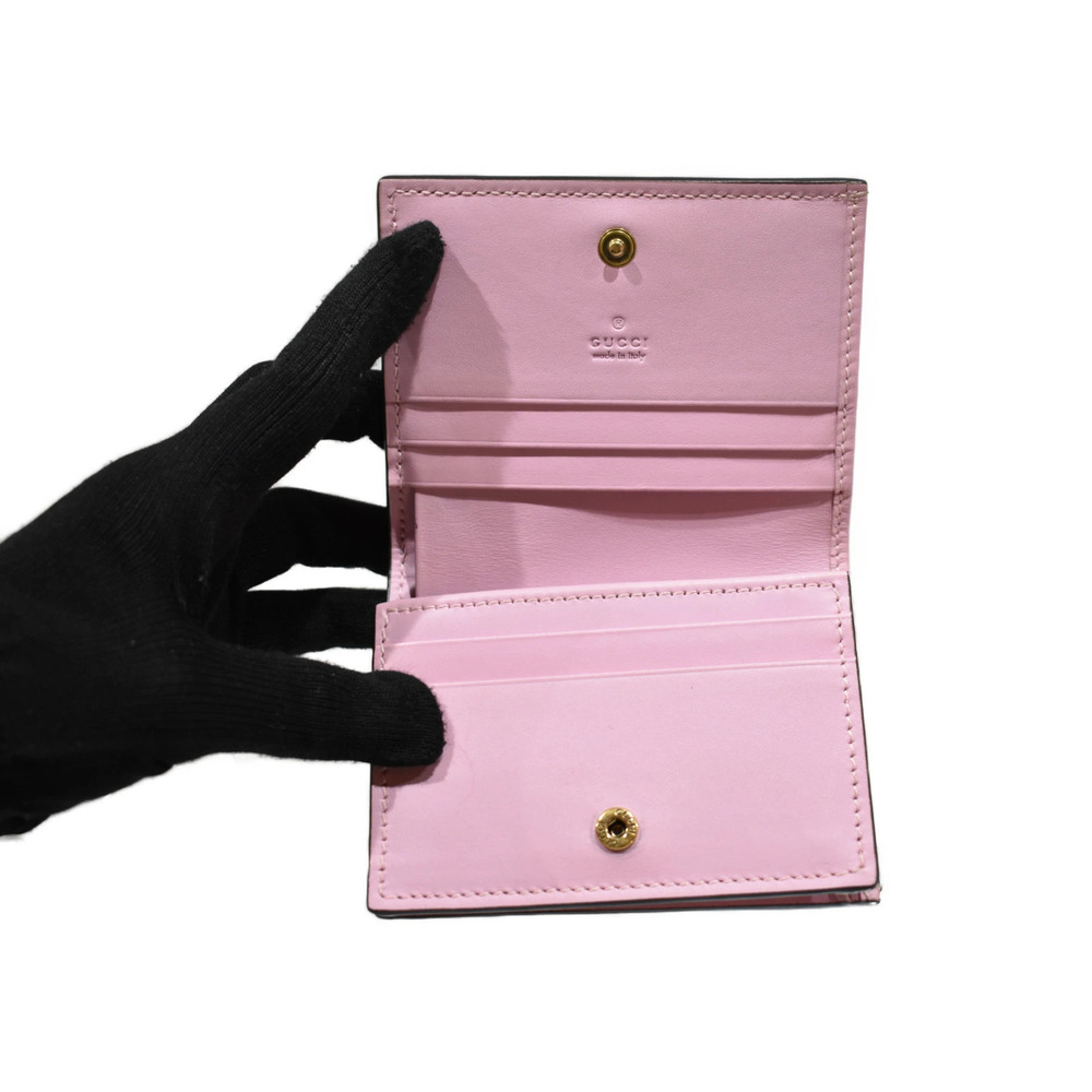 GUCCI GG Supreme Straw Tanberry Bi fold Wallet Beige Red Pink GG Leather - Picture 7 of 10